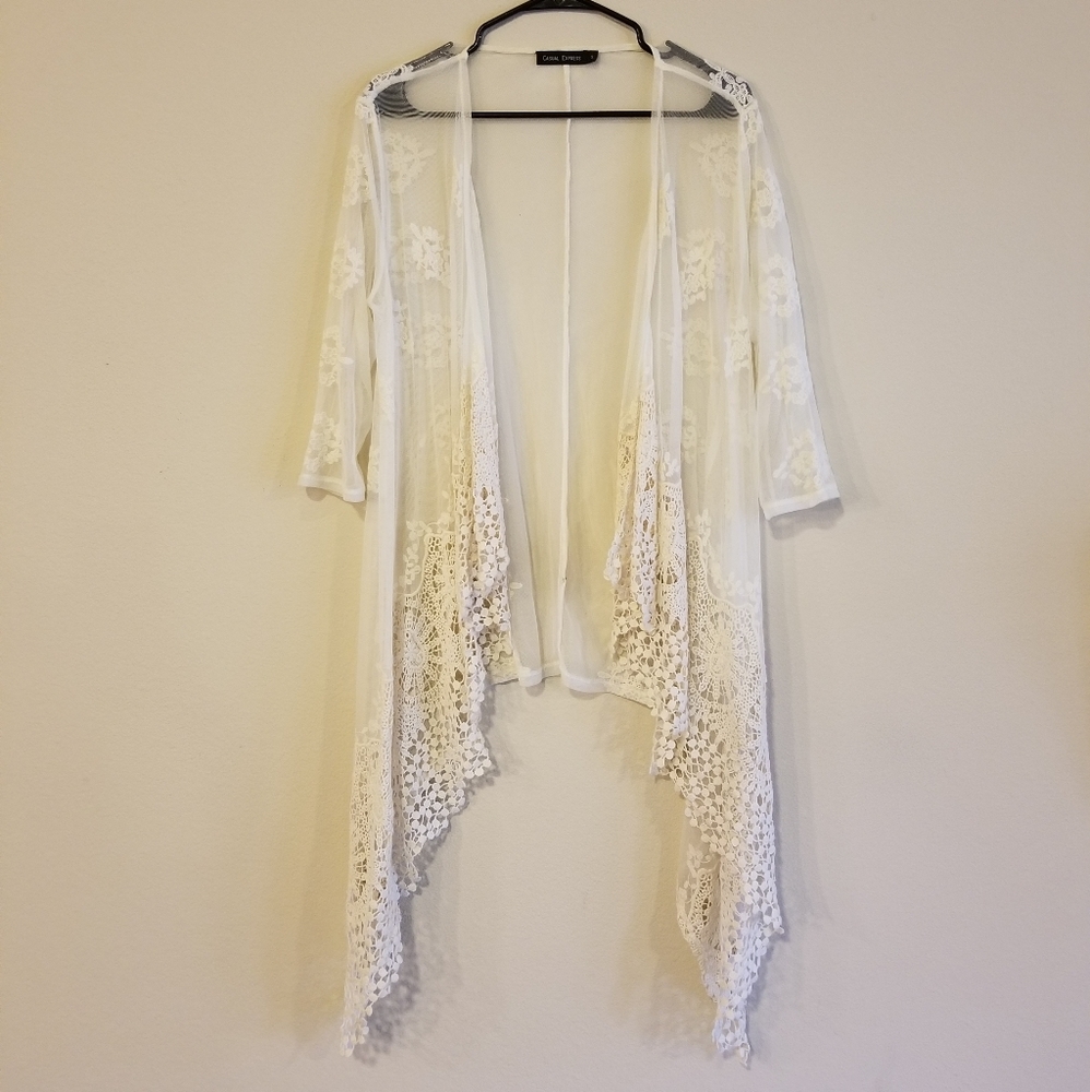 Cream/White Sheer Lace Shrug